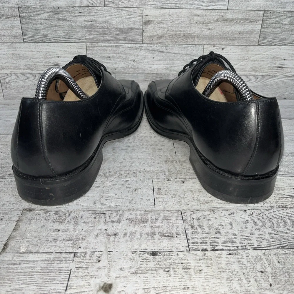 Johnston Murphy Black Leather Harding Panel Bicycle Toe Oxford Shoes Men Sz 9.5M